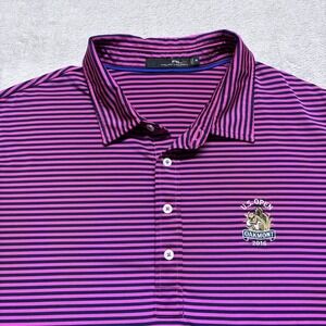 RLX Ralph Lauren Mens XXL 2XL Polo Shirt Pink Striped Performance Golf US OPEN